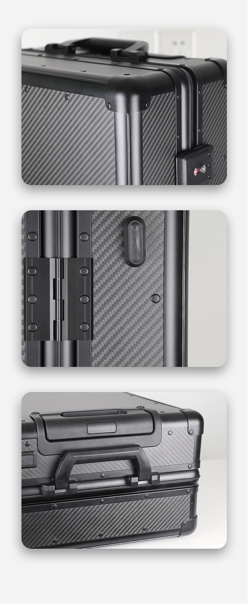 碳纖維行李箱 高檔時尚耐用旅行箱 萬向輪TSA密碼鎖碳纖維輕質(zhì)高強度行李箱干碳包圍  -6